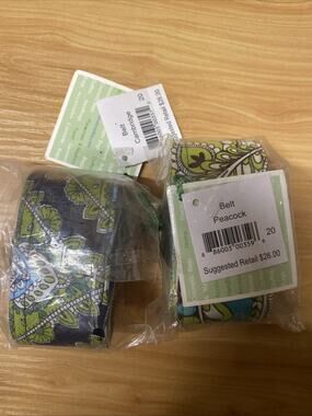 Vera Bradley Peacock/ Cambridge Reversible Belts Lot Of 2 NWT Packaged Floral
